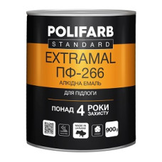 Емаль алкідна для підлоги "ExtraMal ПФ-266" (Червоно-коричнева) ТМ "POLIFARB" 0,9кг
