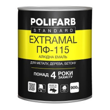Емаль алкідна "ExtraMal ПФ-115" (Чорна) ТМ "POLIFARB" 0,9кг