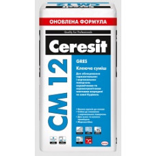 Клей для плитки "СМ 12" GRES керамограніт ТМ "ЦЕРЕЗІТ" (CERESIT) 25,0кг (пал. 1,35т)