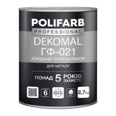Грунтівка антикорозійна "DekoMal ГФ-021" (Сіра) ТМ "POLIFARB" 2,7кг