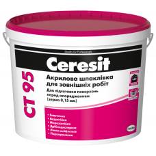 Шпаклівка фасадна акрилова "CT 95" еластична ТМ "ЦЕРЕЗІТ" (CERESIT) 10,0л (пал. 0,704т)